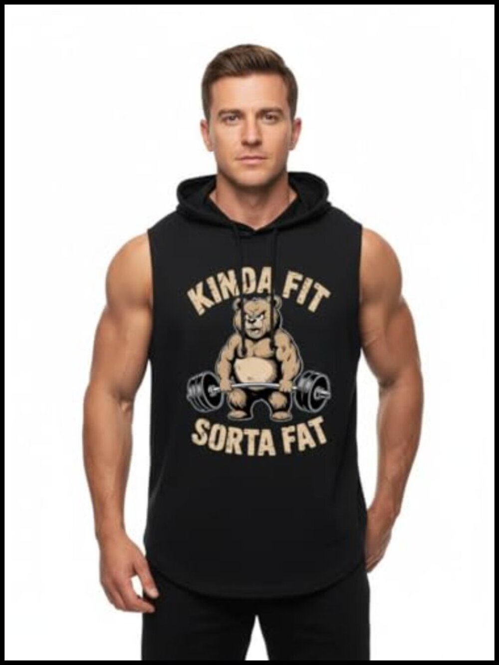 IRON PANDA Men's Workout Hooded Tank Top Sleeveless Gym Hoodie Muscle Shirt